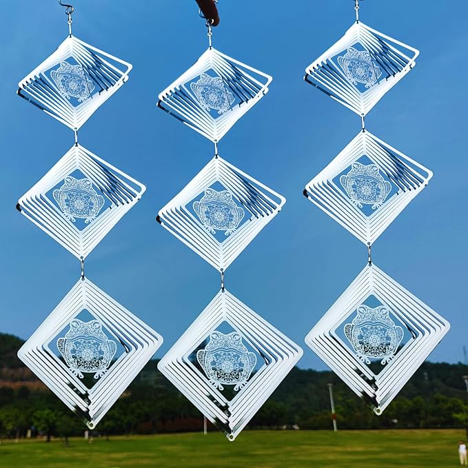 Bird Deterrents for Outside, Reflective Stainless Steel Bird Scare, Frog Wind Spinners outdoor Garden Decor, Bird Scare Devices to Keep Woodpeckers, Pigeons Away from Your House, Patio, Orchards