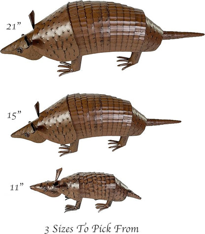 Urbalabs Metal Yard Art Springy Metal Armadillo Figure Texas Western Decor Medium 11 Inch Metal Garden Decor Outdoor Statues Metal Yard Art Sculptures Rustic Yard Decorations (11 Inch)