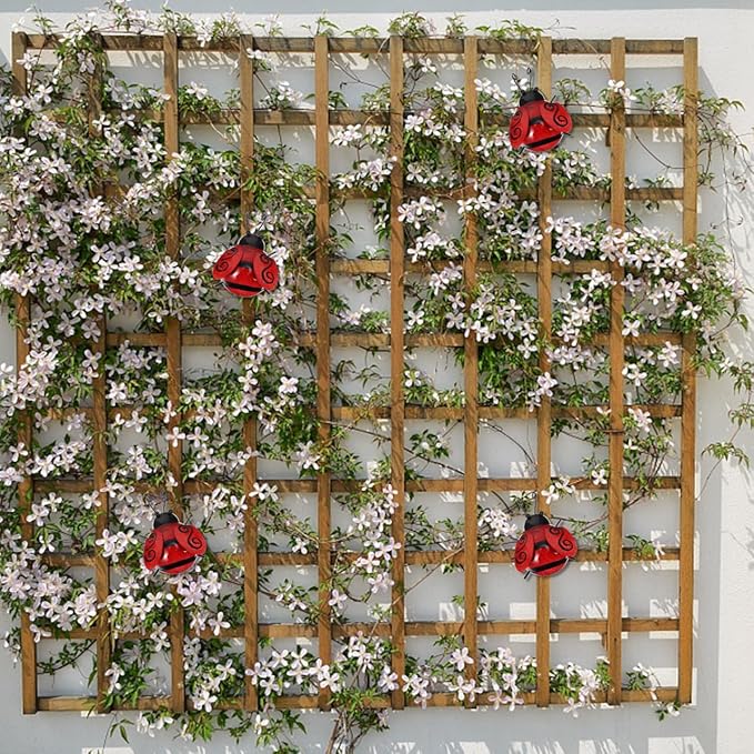 Outdoor Ladybird Craft Statue 3D Iron Ladybug Wall Hanging Decoration for Garden Patio Indoor Bedroom Living Room Adornment