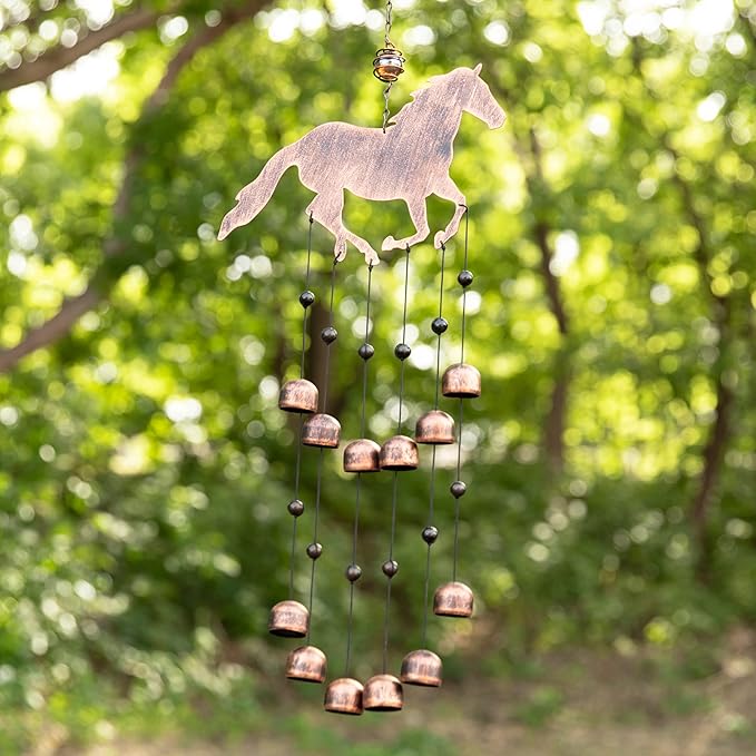 Dawhud Direct 24-inch H Galloping Horse Wind Chimes for Outside Unique - Moon Decor - Galloping Horse Windchimes - Outdoor Decorations - Garden Decoration, Gift for Women, Mom, Grandma, Unisex