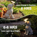 Lyeasw Dog Solar Statues with Butterfly - Waterproof Gray Dog Garden Decor for Patio, Yard, Porch- Cute Puppy Figurines with Solar LED Lights for Outdoor Decor, Pet Memorial Gift