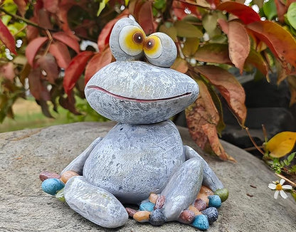 Hand-Painted Resin Frog Statue - Weather-Resistant Outdoor & Indoor Decor for Garden, Patio, Living Room & Desk