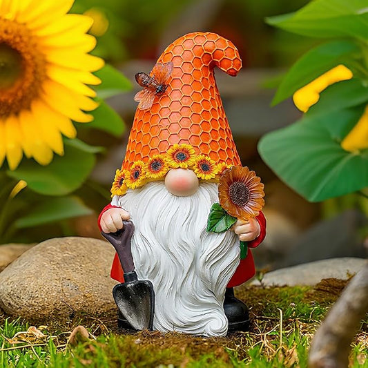 Solar Sunflower Gnome Statue Light, Ideal for Yard, Patio, Lawn and Garden Decor, for Women and Mom