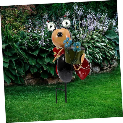 Garden Statue Ladybug Inserts Lamp Solar Outdoor Lights Iron Landscape Lights Hours Easy to up