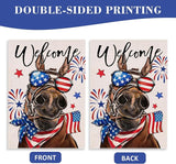 Welcome 4th of July Donkey Patriotic Decorative Flag, America Stars Stripes Firework Garden Yard Outside Decorations, American USA Outdoor Large Home Decor Double Sided 28 x 40