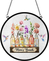 Personalized Mother's Day Suncatcher, Custom Name Birth Month Flowers Mom’s Bunch Window Hanging, Mothers Day Christmas Birthday Gifts for Mom from Daughter Son (Style 01)