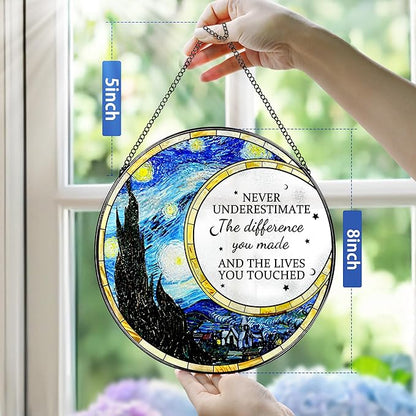 Thank You Gifts, Stained Glass Suncatcher Ornament, Window Hanging, Going Away/Goodbye, Appreciation, Retirement Gifts for Women, Men, Coworker, Boss, Friend | Retirement Party Decorations - Style F