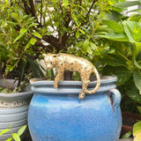 Miniature Lying Leopard Figurines Plant Decorations for Pots,Golden Resin Leopard Statue Planter Pot Hugger,Cute Flower Pot Hanger,Funny Garden Decor Outdoor Yard Balcony Gifts