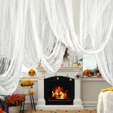 RunNico 600" x 85" Creepy Cloth - Large White Halloween Spooky Fabric Cloth - Creepy Spooky Halloween Decorations for Haunted House Window Backdrops Garden Party Yard Wall Doorway
