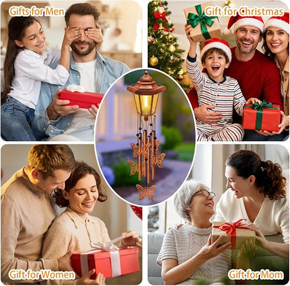 2 Pack Solar Butterfly Wind Chimes with Wind Catcher/Solar Decor Light to Create a Zen Atmosphere Suitable for Outdoor, Garden, Patio Decor Classic Bronze Wind Chimes as A Memorial Gift for Unisex