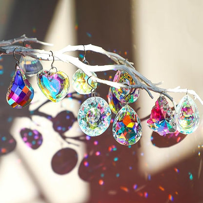 Kanpura 12 Pcs Crystal Suncatchers Colorful Chandelier Prisms Crystals Pendants Parts Hanging Ornament for Wedding Window Home Decor