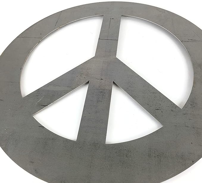 Peace and Heart Staked Signs or Wall Art Rustic or Powder Coated Finishes (XL Peace Hanger 24" (no holes), Raw Steel (will rust with time))
