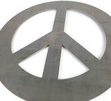 Peace and Heart Staked Signs or Wall Art Rustic or Powder Coated Finishes (XL Peace Hanger 24" (no holes), Raw Steel (will rust with time))