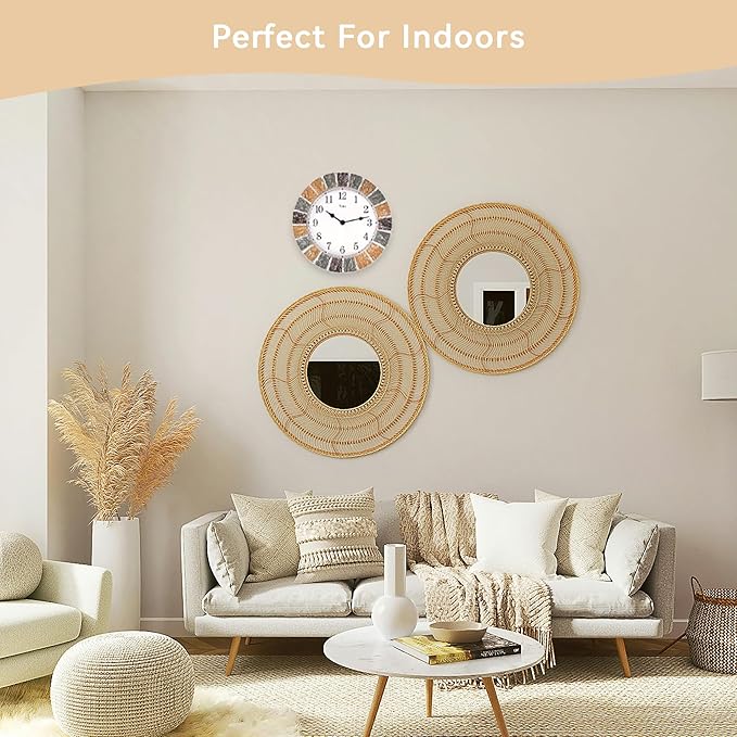 Lily's Home 10 inch Indoor or Outdoor Wall Clock Stone Frame Battery Operated Quartz Movement, Operated Decor for Family Room, Office, Game Room,Garden, Backyard, Pool