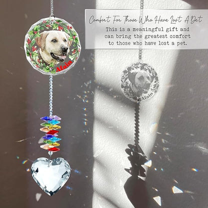 VINATIMES Personalized Pet Stained Glass Window Hanging, Pet Portrait Stained Glass Memorial, Dog Loss Sympathy Gift, Pet Remembrance Gift Dog, Cats Remembrance Gifts, Cat Loss Sympathy Gifts