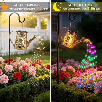 Solar Watering Can Lights, Fairy Gifts for Mothers Day Women Mom Grandma Birthday, Waterproof Outdoor Multicolor Garden Decor Large Hanging Solar Lantern Fairy Lights for Patio Porch Flowerbed Pathway