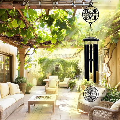 Personalized Mother's Day Wind Chimes with Custom Metal Signs, Tree of Life Mom Wind Chime with Family Name & Kids Names, Outdoor Garden Hanging for Mom