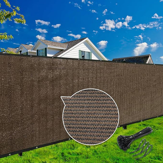 KANAGAWA 6ft x 50ft Privacy Screen Fence, 90% Blockage Heavy Duty 175 GSM Fencing Mesh Net Cover for Outdoor Wall Garden Yard Backyard 80 Cable Zip Ties Included Brown