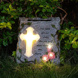 MXwcy Cross Solar Lights Outdoor Garden Memorial Stepping Stone, IP65 Waterproof is Used for Walls or Lawns, A Touching Memorial Gift & Condolence Gifts Grave Decorations for Cemetery