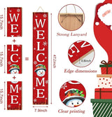 Christmas Snowman Wooden Porch Sign 47" Winter Vintage Large Welcome Porch Sign for Home Front Door Yard Party Decor (Red)