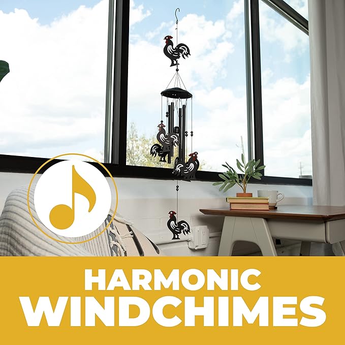 VP Home Rooster Wind Chimes for Outside, Unique Wind Chimes with Elegant Design for Gardens, Patios, and Porches, Thoughtful Gifts for Mom, Grandma, and Rooster Decor Lovers
