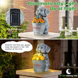 Solar Garden Decor Dog Statue Outdoor Christmas Decorations Dog Figurine Light with Bucket for Outdoor Patio Balcony Yard Porch Lawn for Women Mom Grandma Family Friend