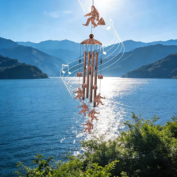 Bigfoot Wind Chimes for Outside, Metal Windchimes Outdoors, Big Foot Sasquatch Gifts for Men/Women/Dad/Grandpa,Bigfoot Lovers Present,Father's Day Birthday Gift, Garden Decor for Outside