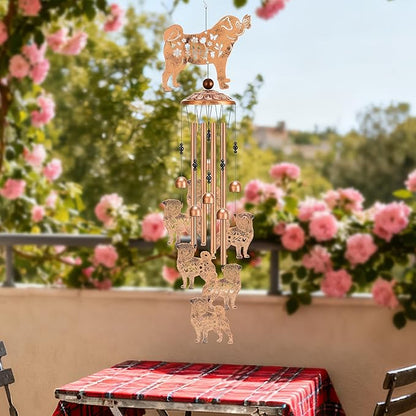 Wind Chimes for Outside - Pug Gifts for Dog Lovers Women Mom Grandma Metal Windchime Decor Garden Patio Indoor Art Hanging Ornament Waterproof Christmas New Year Decoration Birthday Gift