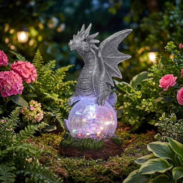 Rempry Solar Garden Dragon Statue Decor for Yard Lawn Patio Outdoor, Fantasy Dragon Lantern Birthday Housewarming Decoration Gifts for Women, Famliy, Friend