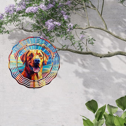 Labrador Retriever Wind Spinner Dog Memorial Gifts, Vibrant 3D Kinetic Aluminum Metal Yard Art, Loss of Dogs Sympathy Gifts, Hanging Outdoor Garden Decor, 8" Wind Sculptures for Patio, Porch (LR 7)