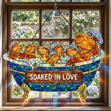 Personalized Grandma Otter Stained Glass Suncatcher, Custom Grandkids Names Window Hanging, Soaked in Love Bathtub Ornament, Hanging Ornament Home Decor, Gift for Mother’s Day