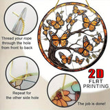 7.87Inch Butterfly Sun Catcher Acrylic Garden Cute Yellow Tree of Life Stained Suncatcher Decor Colorfu Glass for Wall Home, Garden, Housewarming Women Neighbor Decor Gifts for Mom