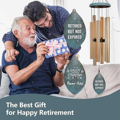 ASTARIN Personalized 35" Happy Retirement Wind Chimes, Retirement Wind Chimes Gift for Women/Men Teacher Coworker 2025, Going Away Farewell Gifts, Deep Tone Larde Wind Chime(Produced in USA)