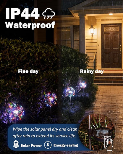 Solar Garden Lights Outdoor Yard Decorations, 8 Pack 150Leds Pathway Lights, Fairy Firework Stake Light for Garden, Patio, Pathway, Flowerbed Multicolor