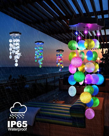 Toodour Solar Wind Chimes for Outside, Hanging Pastel Lights with 2 Modes, Shells Light Gifts for Mom Grandma Wife, LED Outside Decorative Mobile Lights for Garden Yard Patio Decorations(Pastel)