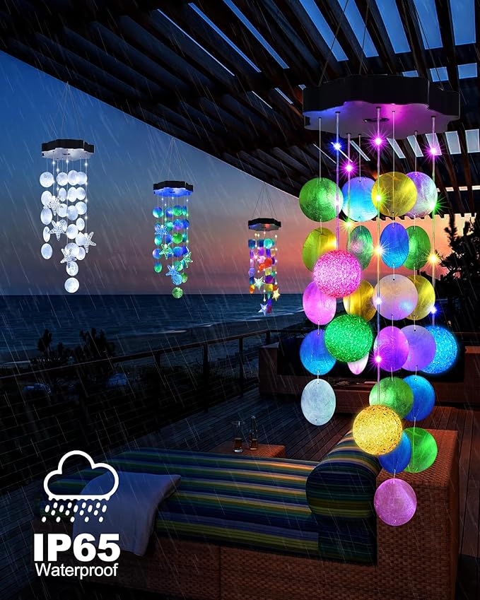 Zeiliuled Solar Wind Chimes for Outside, Pastel Shell Hanging Lights with 2 Modes, Solar Shells Light Gifts for Mom Grandma Girls, LED Outside Decorative Mobile Lights for Garden Yard Patio Decor