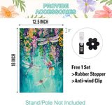 Baccessor Spring Summer Floral Garden Flag Double Sided 12.5 x 18 Inch Burlap with Clip and Stopper,Wisteria Dragonfly Welcome Flag Front Yard Lawn Seasonal Farmhouse Outside Outdoor Decoration