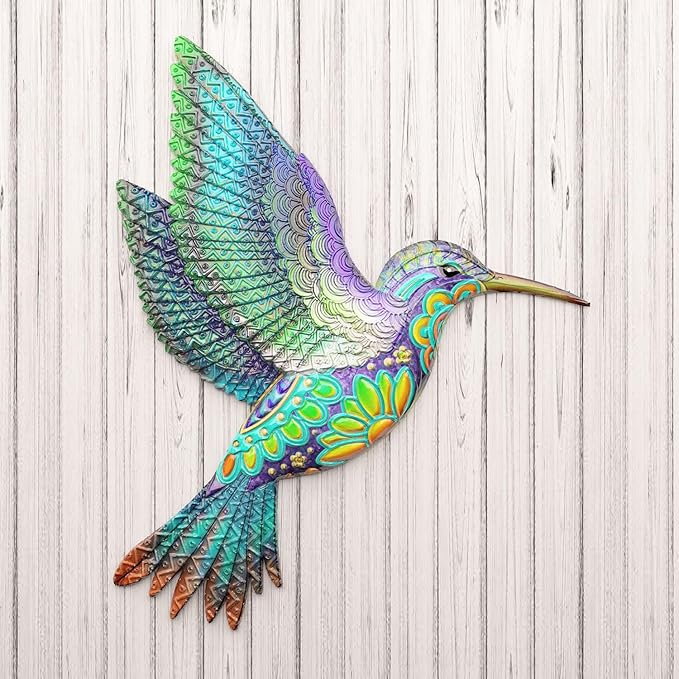 UXZCVIO Metal Cover 4 Hummingbird Garden Art Decoration, Home Garden Courtyard Outdoor Wall Decoration Sculpture