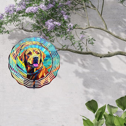 Labrador Retriever Wind Spinner Dog Memorial Gifts, Vibrant 3D Kinetic Aluminum Metal Yard Art, Loss of Dogs Sympathy Gifts, Hanging Outdoor Garden Decor, 8" Wind Sculptures for Patio, Porch (LR 6)