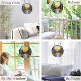 kdqua Mountain Suncatcher Stained Glass Window Hanging, Nature Sunset River Landscape Sun Catchers Indoor Window Glass Round Wall Decor, Mountain Wall Art Hanging Decorations Statues, 7.9x7.9in