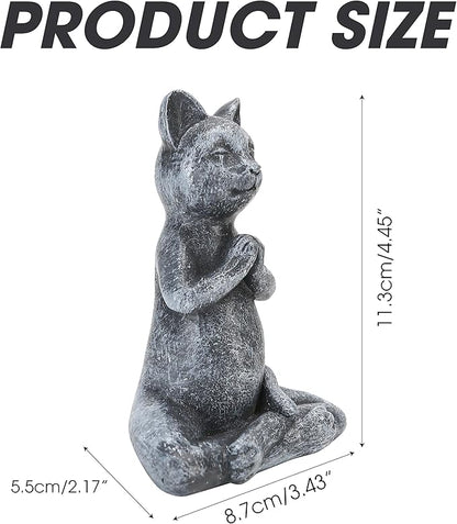 Yoga Cat Meditating Buddha Zen Figurine Art Statue Sculptures Ornament, Handmade Resin Budda Meditation Decorative Sculpture Decoration for Indoor Outdoor Home Patio Yard Lawn Garden Decor