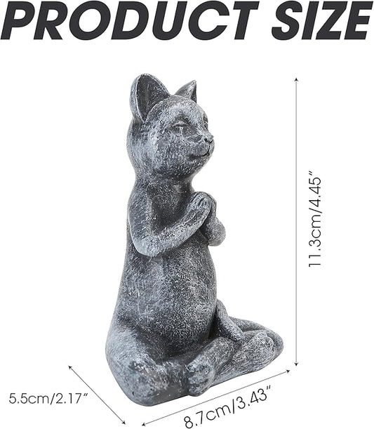 Yoga Cat Meditating Buddha Zen Figurine Art Statue Sculptures Ornament, Handmade Resin Budda Meditation Decorative Sculpture Decoration for Indoor Outdoor Home Patio Yard Lawn Garden Decor