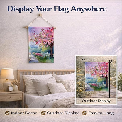 Caroline's Treasures Michigan Apple Blossoms in Watercolor Garden Flag Mailbox Flag Decorative Yard Flag Banner Outside Patio Artwork Yard Flower Beds, Garden Size, Multicolor