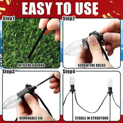 Gisafai 24 Pcs 15 Inch Christmas Light Stakes Universal Yard Lawn Holiday for C9 or C7 Light Stakes for Christmas Garden Ground Pathway Driveways Decoration (Black)