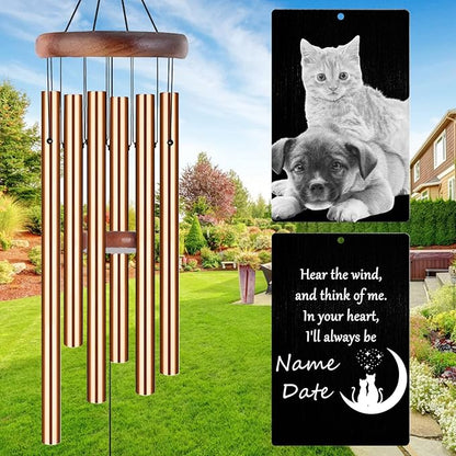 Personalized Wind Chimes Memorial Engraved Gift,Custom Sympathy Wind Chime for Loss of Loved One,Customized Mother Father Dog Pet Family Remembrance Bereavement Gifts