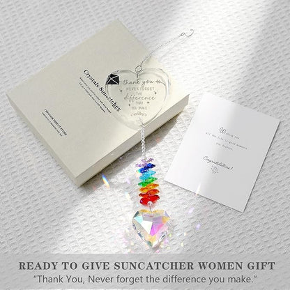 Thank You Gifts, Crystal Suncatcher Thank You Gifts for Women, Never Forget Appreciation Gifts Ornament, Women Gifts for Coworkers Teacher Boss Nurse Friend Keepsake