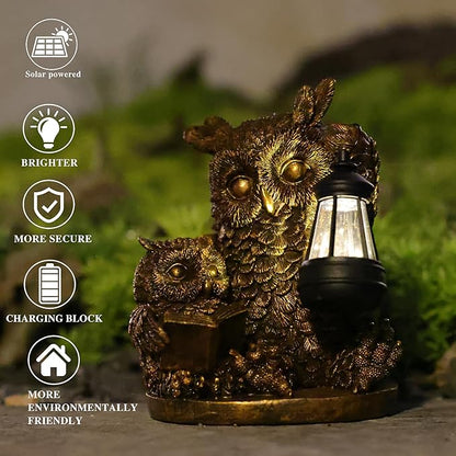 Owl Solar Powered Outdoor Garden Statue, Resin Statue with Solar Light Lantern, Decorative Lawn, Yard Outdoor Owl Decoration. Unique Home Decoration, Gifts for Women Mom,on Mother's Day
