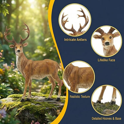 XTAPAN Resin 19.68Inch Height Standing Deer Statue Animals Sculpture Garden Art Decor Yard Ornament Lawn Garden Outdoor Patio Decoration Figurine