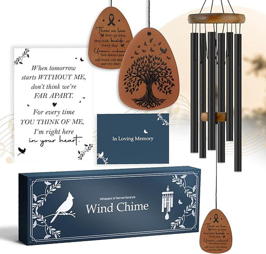 Sympathy Wind Chimes 37 inches Funeral Gift with Premium Packaging and Sympathy Card Memorial for Loss of a Loved One, Outdoor Bereavement Mom Dad Family