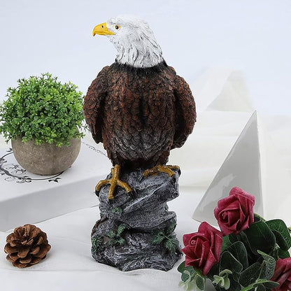 Bald Eagle Statue, Lifelike Resin Eagle Sculpture with Wide Wingspan Outdoor Garden Decor Standing Bird Lawn Ornament for Nature Lovers Home Party Decoration